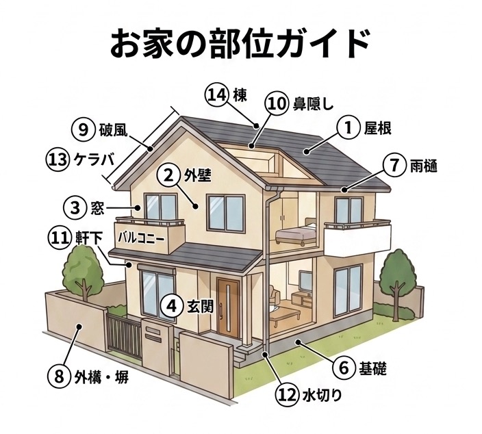 お家のイラスト部位ガイド